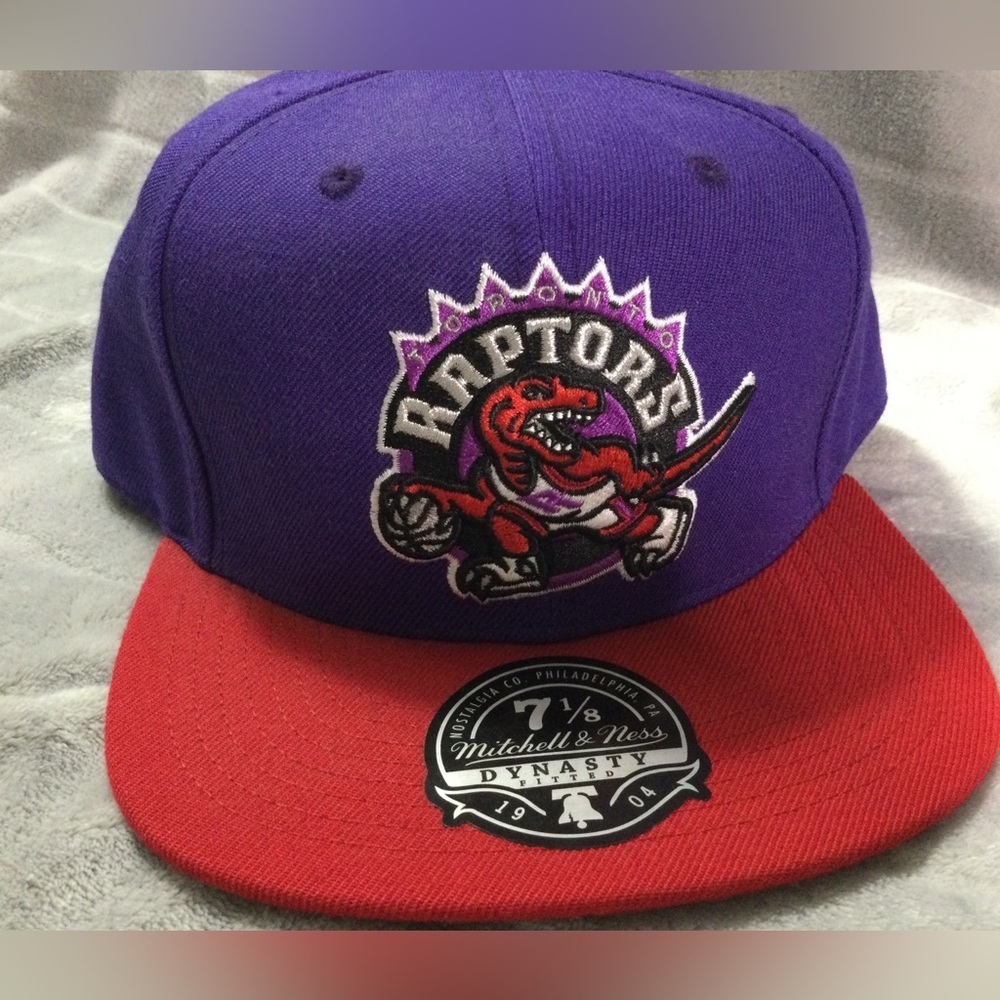 Mitchell & Ness Toronto Raptors Purple and Red Fitted Hat Size 7 1/8